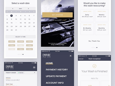 Empire Car Spa | 2016 Case Study | Customer Flow app branding product design ui ux