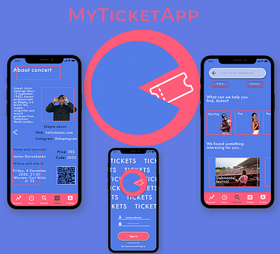 MyTicketApp app design graphic design icon illustration ui ux vector web website