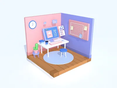 3D Workplace Box 3d 3d art 3d artist 3d modeling concept design dribbble likeforlike ui