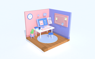 3D Workplace Box 3d 3d art 3d artist 3d modeling concept design dribbble likeforlike ui