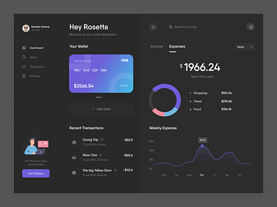 Banking app- Dark UI app asish banking card cards clean credit card dark dark mode dark ui dashboard design finance minimal payment product trending ui ux wallet