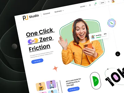 Online Chat App Landing Page call homepage interface landing page live streaming meeting online chat online meet recording video call web ui website design