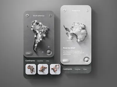 Earth map info app concept earth location maps mobile realistic shadows texture trend uidesign