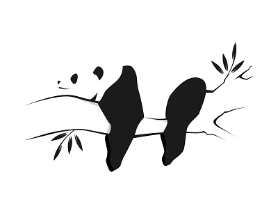 Panda l Negative space design flat negative space panda vector