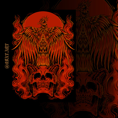 i am fire art artwork branding design digital art drawing illustration illustration art illustrations phoenix skull art