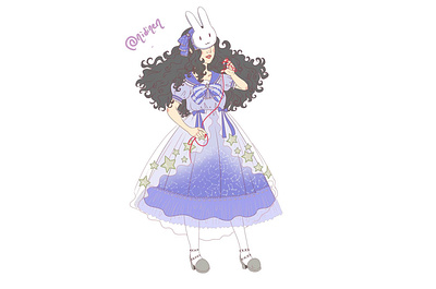 Lolita and Stars constelations curly hair digital art fashion fashion design fasion illustration illsutration lolita fashion original character starts