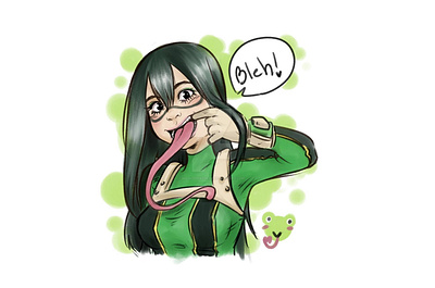 Tsuyu asui bnha boku no hero academia cute digital art frog frog powers illsutration kawaii personal style ribbit superheroe tsuyu asui