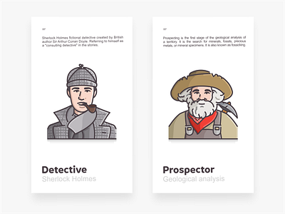 Detective & Prospector branding british design detective diger diging fossils geological gold icon icon set illustration logo metal mineral mining prospector sherlock holmes vector