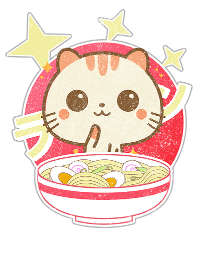 Japanese Ramen Animals Distressed digital digital art digital illustration illustration vector