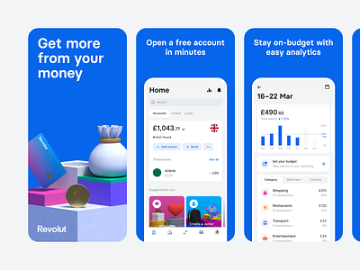 Revolut App Store Screenshots 2.0 3d 3d illustration app app screenshots app store c4d cinema 4d finance google play store minimal mobile app revolut screenshots