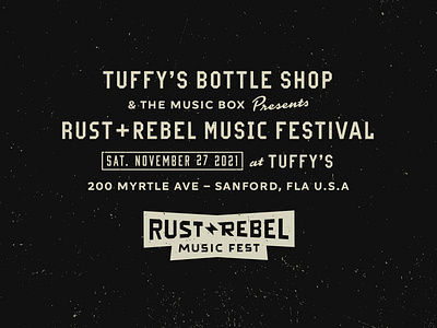 Rust & Rebel Music Fest bottle shop brand design branding festival florida folk grunge hand lettering industrial lettering logo logo design music fest music festival retro rock and roll typography