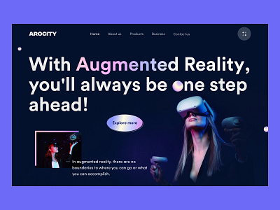 AR web header concept ar figma header minimal oculas ui vr webhero website webui