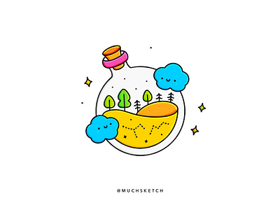 Forest potion 🌳 aesthetic art art challenge color palette cute art doodle draw this in your style drawing dtiys flat forest hand drawn illustration illustrator kawaii line art linework potion procreate