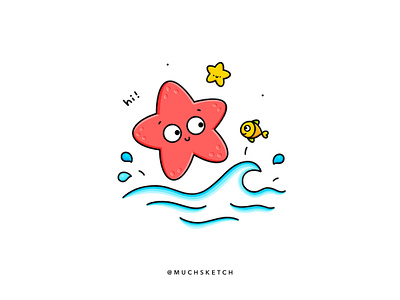 Starfish ⭐️ + 🐠 animal art animal character animal illustration baby animals beach character character design cute character fish illustration illustrator kawaii ocean life procreate sea sketch star starfish waterfall wave