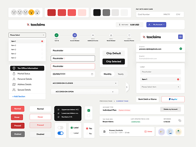 UI Components - Taxclaims analytics animation app balkan brothers branding cards dashboard design design system graphic design halolab illustration ios landing page logo minimal styleguide ui ui components web