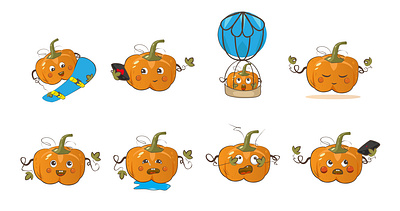 Emotional pumpkin characters character pumpkins vector