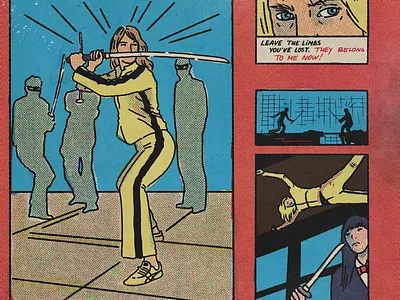 Kill Bill digital illustration half tones illustration retro