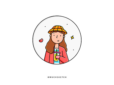 Bubble tea 🥤+ 👧 art challenge boba boba tea bubble tea bubbletea character design cute character cute girl cute illustration draw this in your style drawing dtiys female character girl character girl illustration hat illustration illustrator procreate sweater