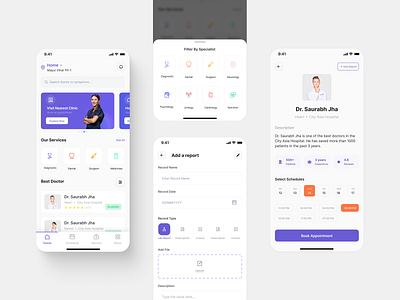 Healthcare App- Doctor Appointment app design minimal ui ux