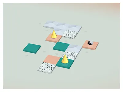 Gold Cones 3d game ios isometric low poly memphis minimalist unity