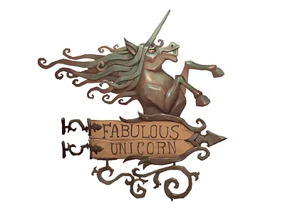 Unicorn cartoon concept art design digital art fantasy gameart logo props