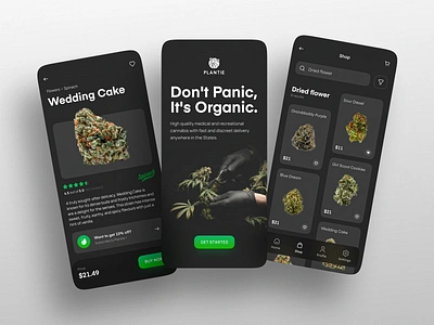 Cannabis E-Commerce App Design Concept cannabis cannabis packaging cbd concept design interface landing page leaf marihuana marjuana natural organic plants thc ui visual design ux web web design website weed