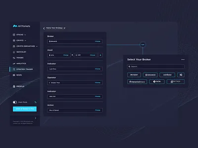 All Markets - Strategy Algo Trader algo trading app app design blockchain crypto cryptocurrency dashboard design stock market strategy trader trading ui ui design user experience user interface ux ux design web app web3