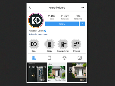 Social Media for Kolesnik Doors branding design icon identity instagram instagram banner instagram stories instagram template logo socialmedia