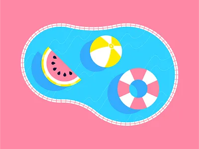 Floaties art branding character color creative design flat food graphic design icon illustration illustrator logo pattern pool risograph summer vector web design