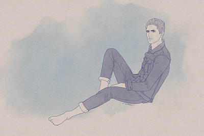 Mathias Lauridsen denim fashion illustration ink drawing jeans male model men