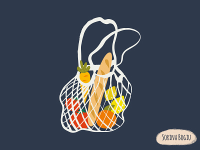 Grocery Bag Card blue bread carrot cute design ecobag food foodillustration grocerybag illustration illustrator lemons meshecobags oranges pattern shopping summer tomatoes treandy vector