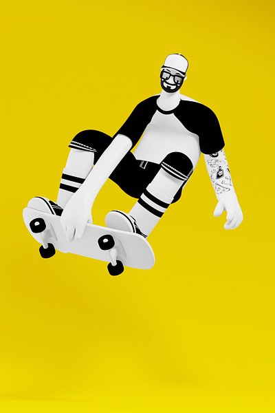 Ollie Shit 002 3d cartoon characterdesign illustration skater skaters