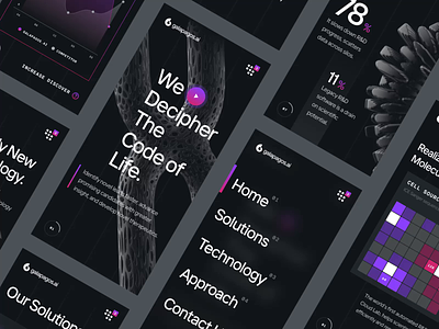 Galapagos.ai — Web Design UI/UX Overview Mobile 3d animation biology cancer cell cure dark disease dna gene genetics health interaction medical mobile pharma science technology ui ux