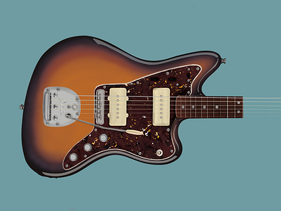 Jazzmaster classic design drawing fender guitar illustration poster procreate