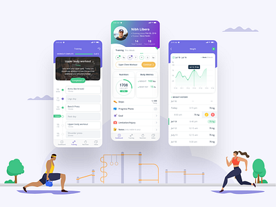 Everfit - Fitness Mobile App app branding design fitness illustration minimal mobile online sport training ui