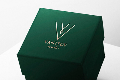 Logo for the jewelry brand Vantsov Vadim. box branding design diamond font gold icon illustration jeweler jewelry jewels logo logo design logomark logos necklace packaging silver vector