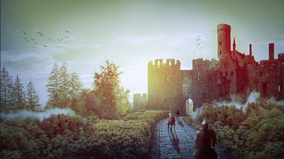 The Castle Watch castle castle landscape castles dawn landscape landscape illustration mountain soldiers