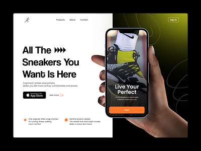 Ecommerce Sneakers Homepage afterglow app clean ecommerce homepage landing landing page minimal mobile app product product design sneakers