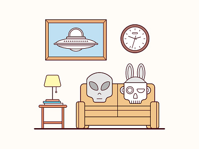 Stay Home Illutsration alien digitalart drawing graphicdesign illustration key6 art key6art popart retro ufo vectorart vintage