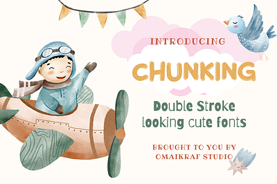 Chunking Fonts | Double Stroke Cute Looking Fonts books children cute family handmade handwritten kids