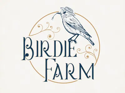 Birdie Farm bird illustration bird logo design handdrawnlogo illustration logo logodesign vintage