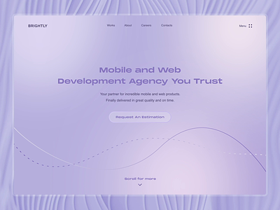 Brightly - Development Agency agency animation creative development hero homepage motion graphics purple smooth typography web