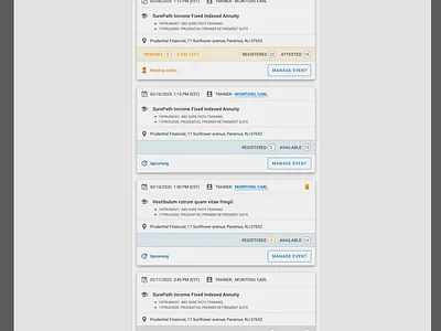 Insurance company training app screen example ui