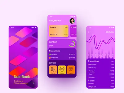 Duo Bank App app design application banking app design e commerce mobile banking