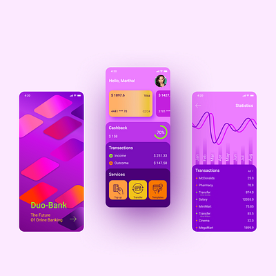 Duo Bank App app design application banking app design e commerce mobile banking