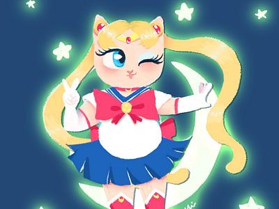 Cat Moon cat illustration moon sailor moon