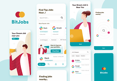 Jobfinder App app design illustraion job jobs search