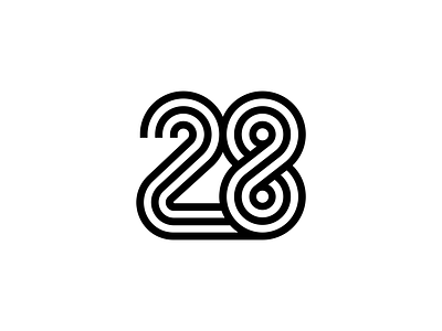 Number 28 Logo Update 2 8 analog black and white brand identity branding digits digital for sale unused buy line lines logo mark symbol icon monogram path racing road solid sport timeless track circuit type typography text custom