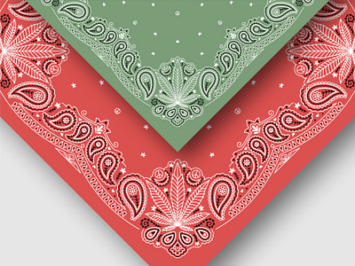 Bandana Paisley Pattern with Cannabis leaf bandana bandanna cannabis design ganja hemp leaf marijuana ornament paisley pattern rustic vector vintage