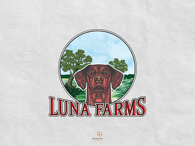 Luna Farms Logo Design. agriculture logo blue and green classic custom type farm farm logo hand drawn illustration logo logo design t shirt design vintage design vintage logo